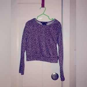 Xtraordinary Girl’s Pink and Purple Leopard Print Semi-Cropped Sweater